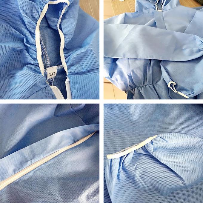 流動抵抗力がある使い捨て可能な保護つなぎ服、非編まれたフード付きのクリーンルームのスーツ
