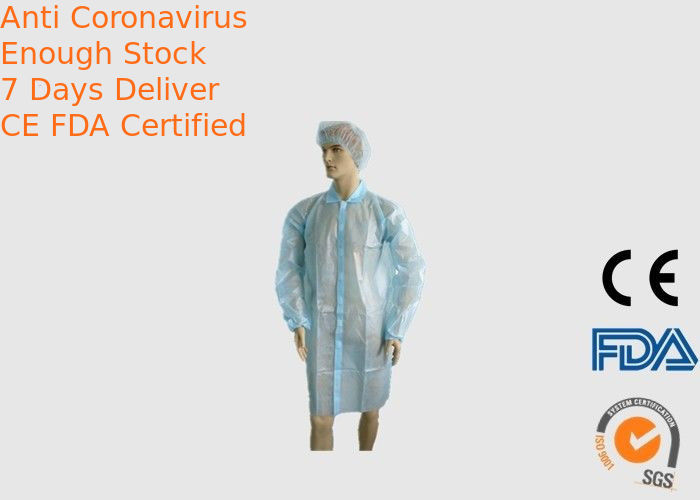 Waterproof Disposable Laboratory Coats Light Blue Color With Elastic Wrist